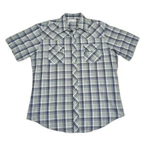 Wrangler Vintage Pearl Snap Western Shirt Men's L 48" Short Sleeve 90s Y2k Plaid
